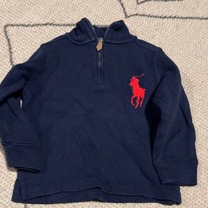 Polo by Ralph Lauren Toddler Boy Quarter Zip Navy Blue Sweater Size 3T